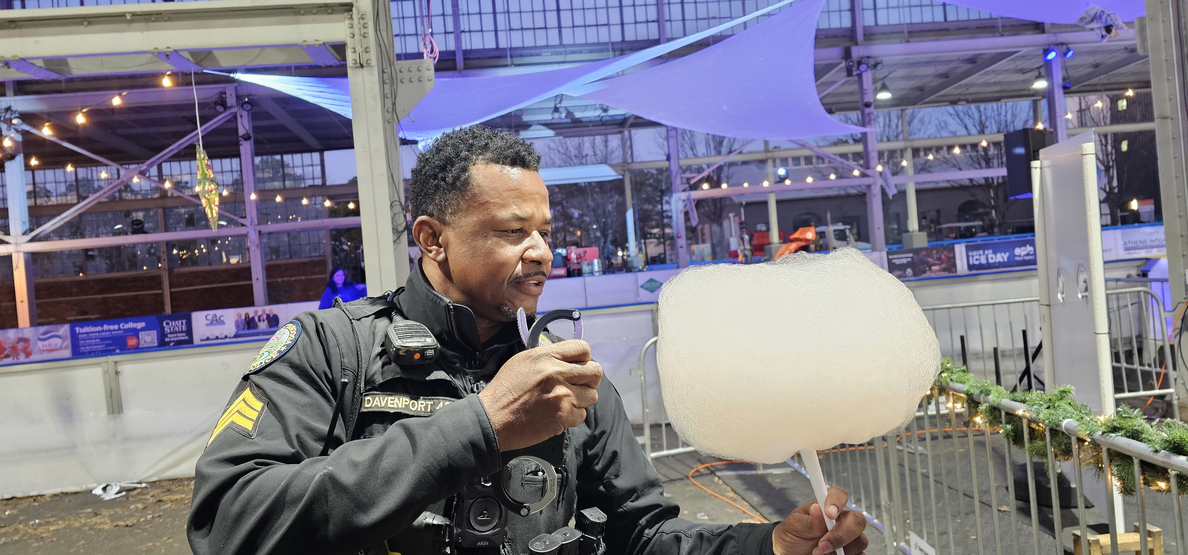 Chattanooga police officer holding cotton candy